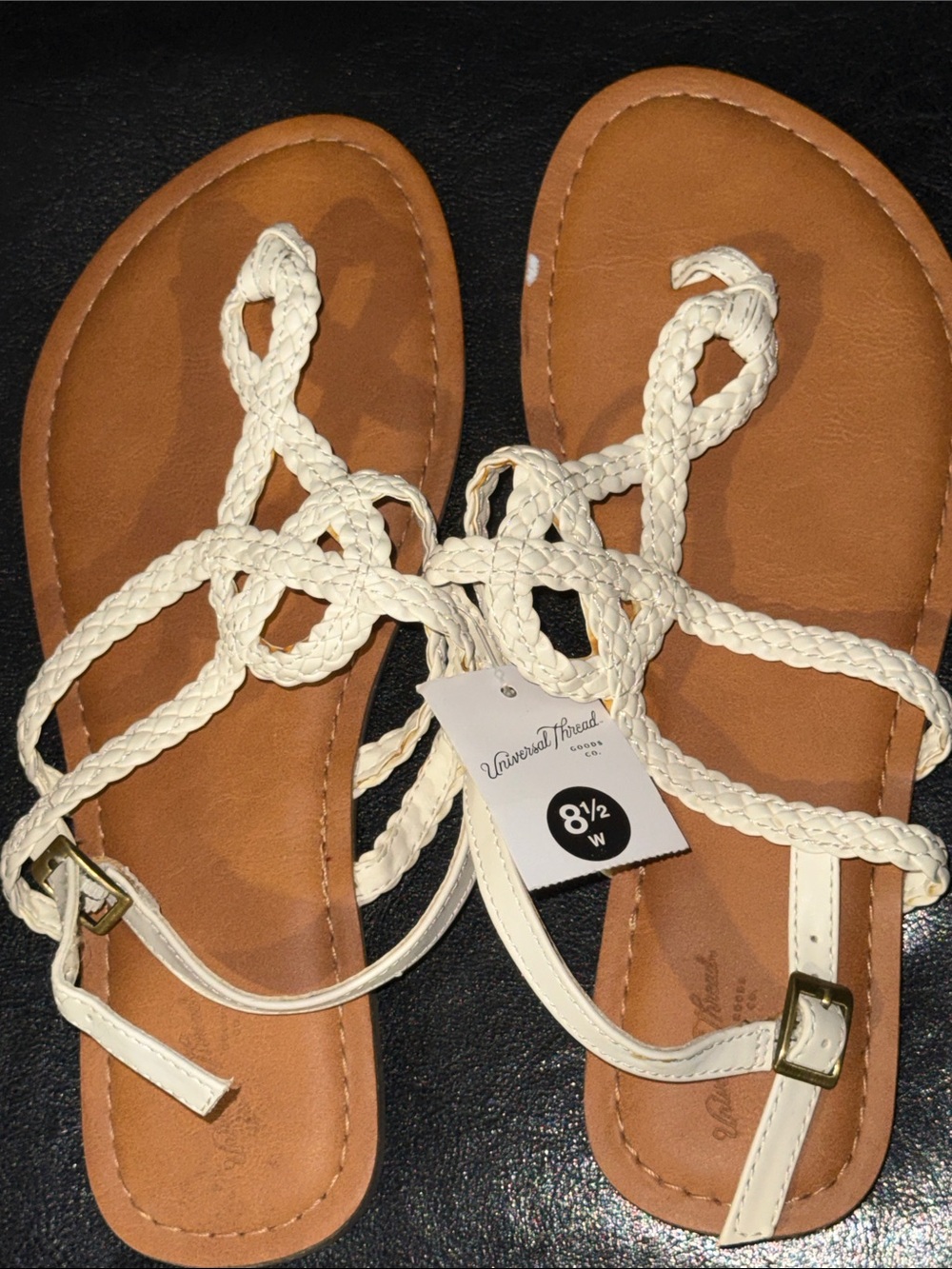 Universal Thread White Braided Leatherette Strappy Sandals